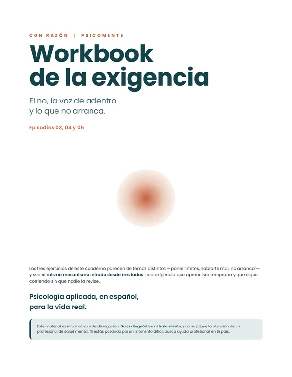 Portada de «Workbook de la exigencia»